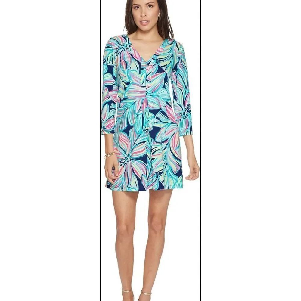 Lilly Pulitzer Amina Dress In High Tide Navy Dancing Lady Size Small